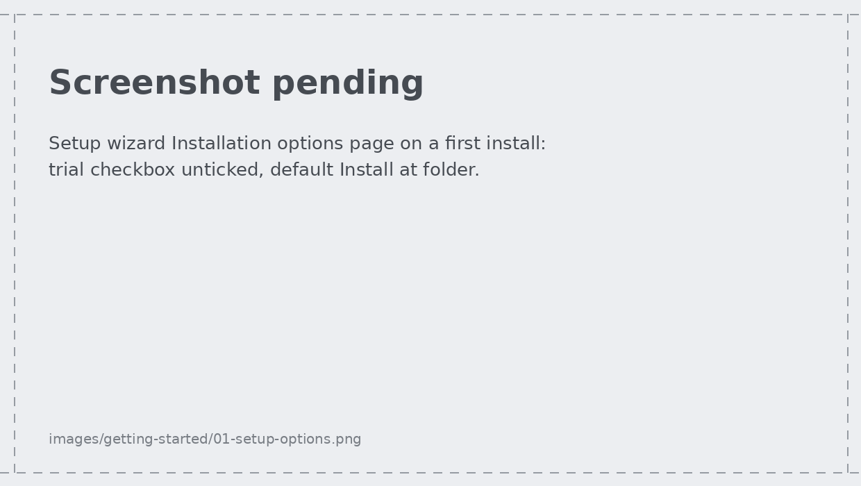 The A+ Tools setup wizard on the Installation options page, with the trial checkbox and the install location