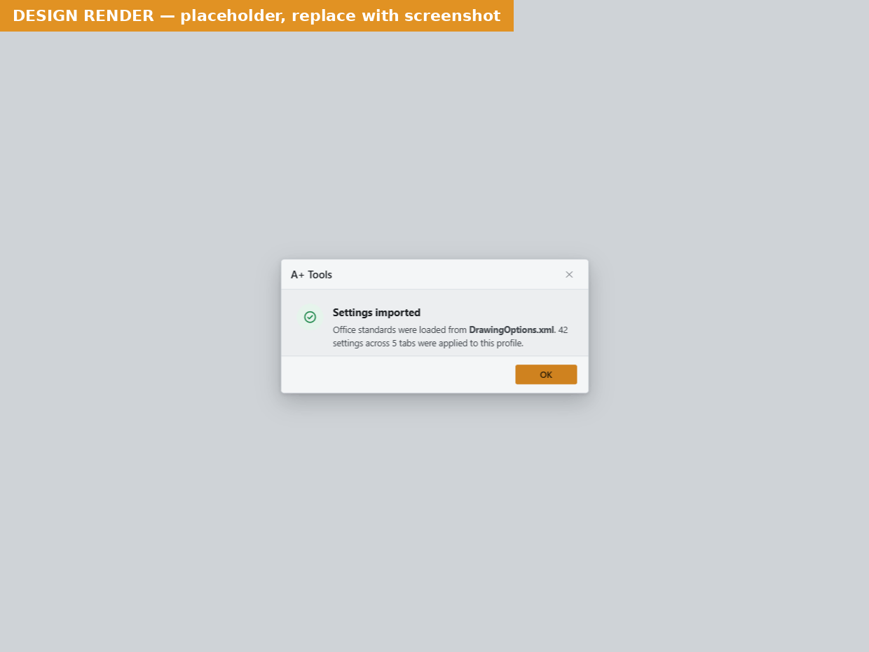 A Success message with a green tick