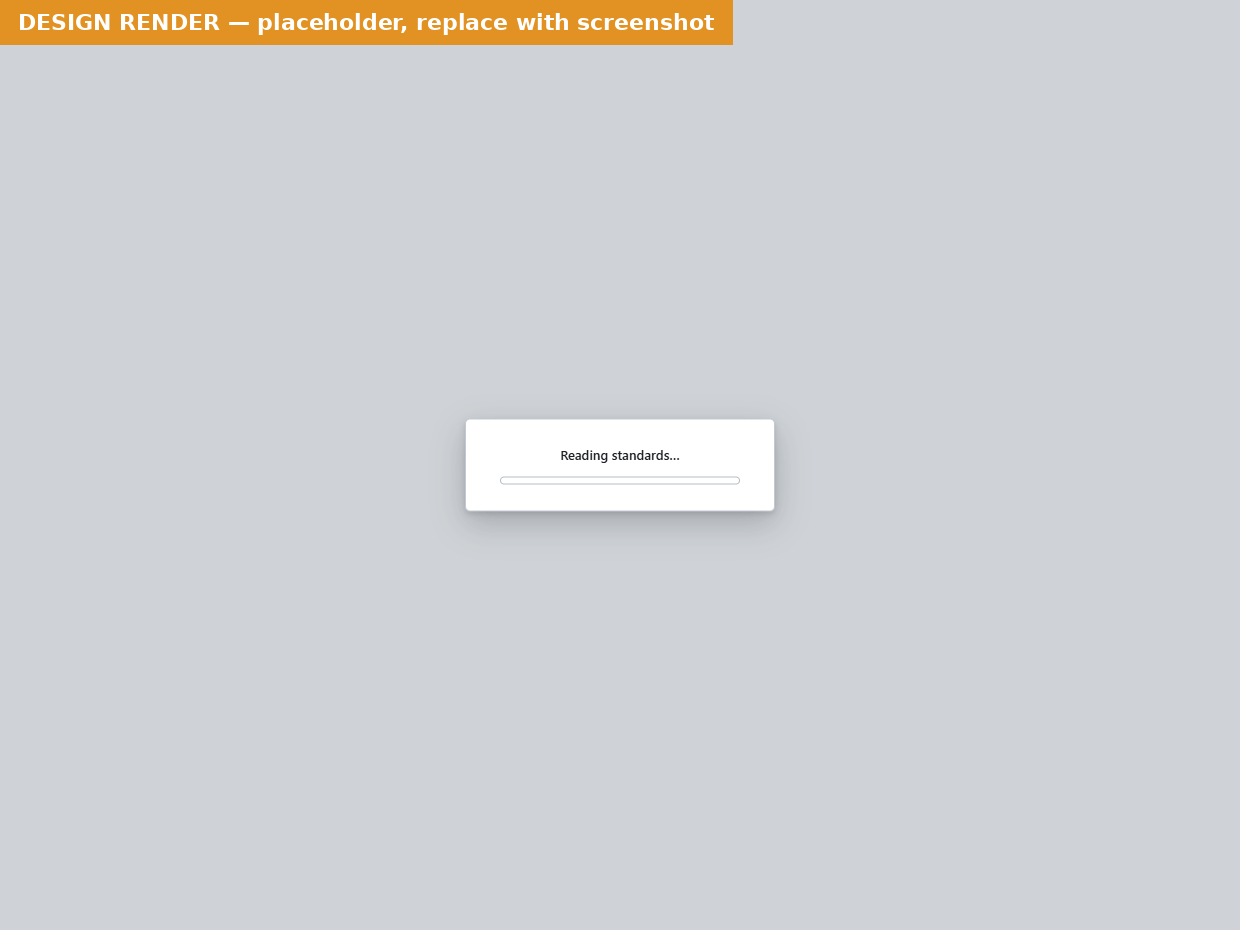 Busy splash with a message and an amber progress bar